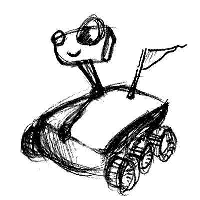 Scribble design from the cute moonrover you can see in the publication IMPACT INVESTING GUIDE on investing with a positive impact for Good.